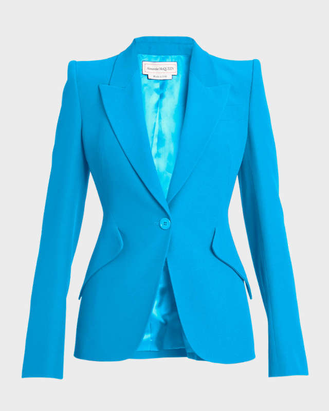 V-Neck One-Button Blazer Jacket